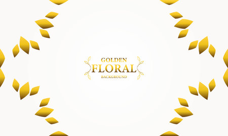 golden white background with golden leaves . Vector illustration. Can be used for advertising, presentation.のイラスト素材