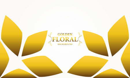 golden white background with golden leaves . Vector illustration. Can be used for advertising, presentation.のイラスト素材