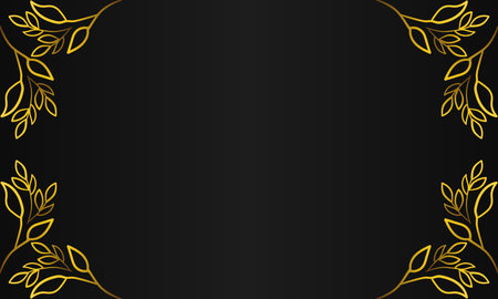 golden leaf ornament black background designのイラスト素材