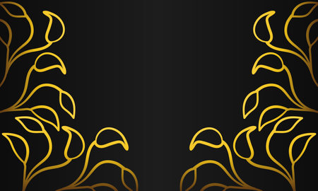 golden leaf ornament black background designのイラスト素材