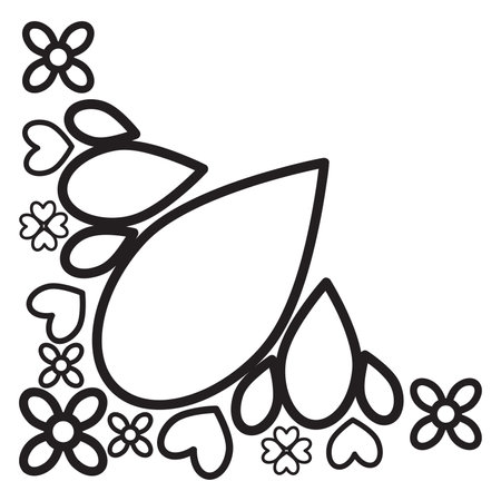 flower petals border corner isolated on white backgroundのイラスト素材