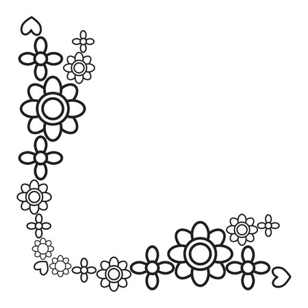 flower petals border corner isolated on white backgroundのイラスト素材