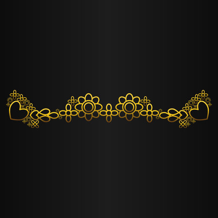 gold flower border design on black backgroundのイラスト素材