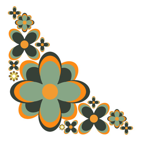 colourful flower frame cornerのイラスト素材