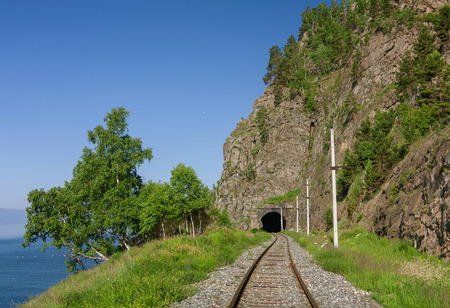 Summer on the Circum-Baikal railroad in Irkutsk region Eastern Siberiaの写真素材
