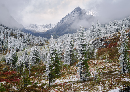 Autumn in the Tunkinskie ridge Eastern Sayan Mountainsの写真素材