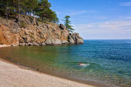 Swimming in Lake Baikalのeditorial素材