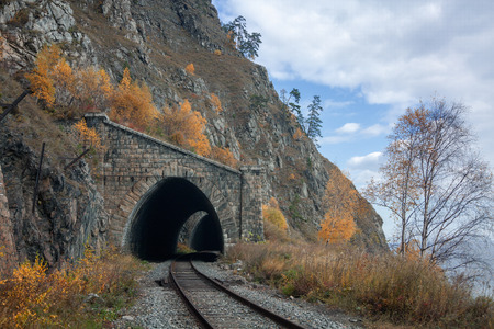 Autumn on Circum-Baikal Railwayの写真素材