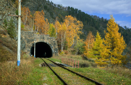 Autumn on Circum-Baikal Railwayの写真素材