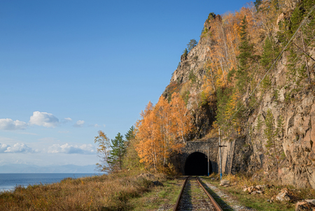 Autumn on Circum-Baikal Railwayの写真素材