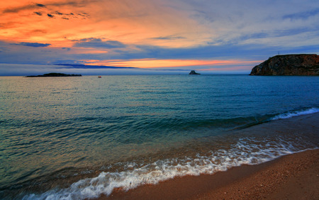 Olkhonsky landscape after sunsetの写真素材