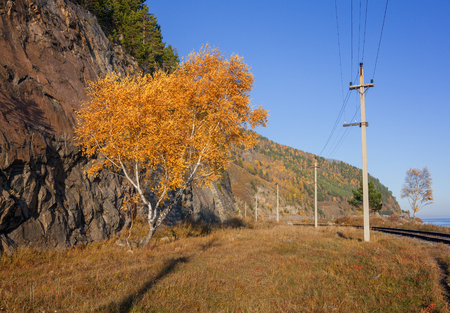 Autumn on the Circum-Baikal Railwayの写真素材