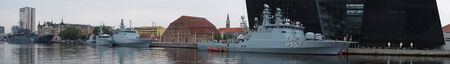 Copenhagen - August 14: Ships of the Danish navy moored in the inner harbor of Copenhagen for the 500s aniversery of the navy August 14, 2010 in Copenhagen Denmarkのeditorial素材
