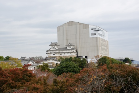 Himeji castle in japan during reconstruction work in November 2011のeditorial素材
