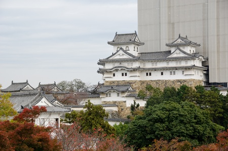 Himeji castle in japan during reconstruction work in November 2011のeditorial素材