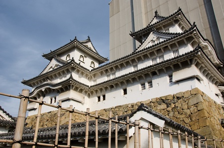 Himeji castle in japan during reconstruction work in November 2011のeditorial素材