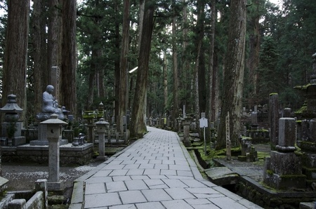 Okunoin cemetery at Mount Koya and Koya-san in Wakayama, Japan. World Heritage Siteのeditorial素材