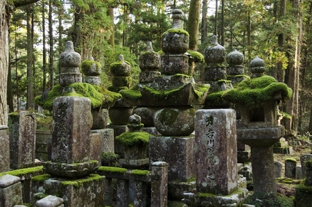 Okunoin cemetery at Mount Koya and Koya-san in Wakayama, Japan. World Heritage Siteのeditorial素材
