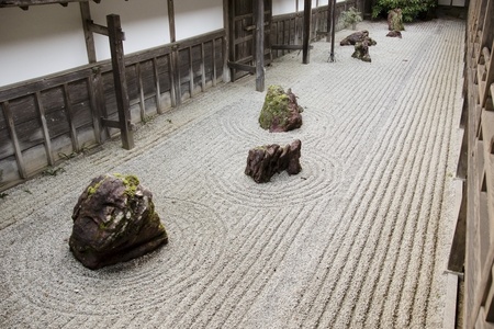 Traditional japanese stone garden in the Kongobuji temple at Koya-san, Japan. World Heritage Siteのeditorial素材