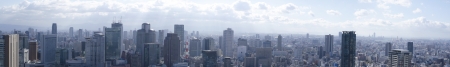 Panorama view of Osaka with many skyscrapersのeditorial素材