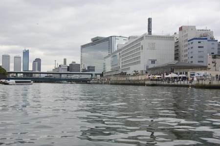 Temmobashi Station in Osaka, Japan, seen from a low angleのeditorial素材