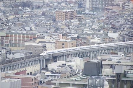 Overview on Kyoto city in Japan with landmarks, temples, and shrinesのeditorial素材