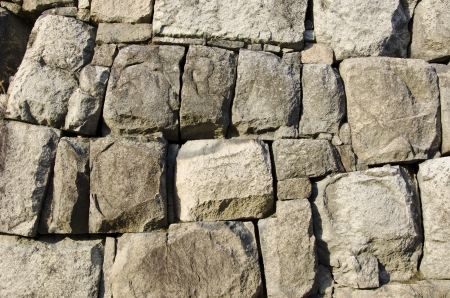 Background of a stone wall with big bouldersの写真素材