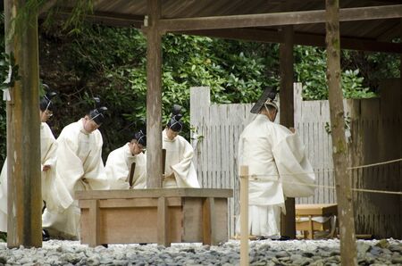 Priests at Toyoukedaijingu or Geku in Ise, Japanのeditorial素材
