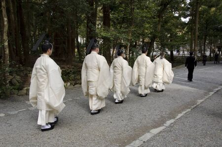 Priests at Toyoukedaijingu or Geku in Ise, Japanのeditorial素材