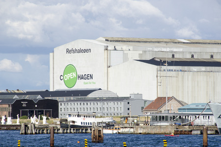 Copenhagen city harbor area with RefshaleÃ¸en in the background