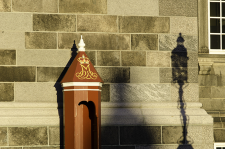 Detail of the sentry box of the Danish royal guardのeditorial素材
