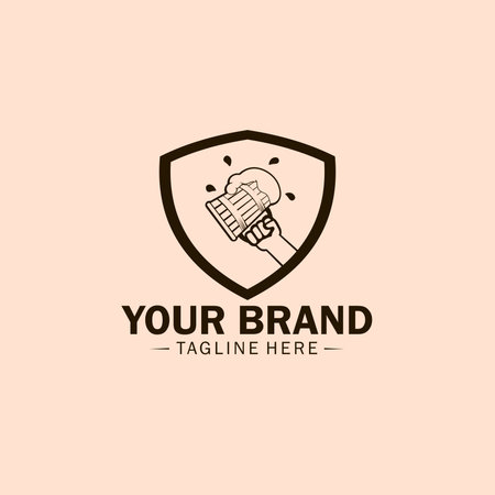 logo of hand holding beer glassのイラスト素材