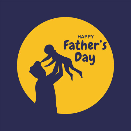 silhouette of a father lifting his son under the moonlight suitable for father's day commemorationのイラスト素材