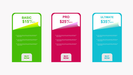 set of pricing table, order, box, button, list for webのイラスト素材