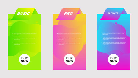 set of pricing table, order, box, button, list for webのイラスト素材