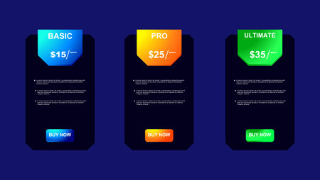set of pricing table, order, box, button, list for webのイラスト素材