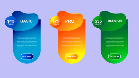 set of pricing table, order, box, button, list for webのイラスト素材