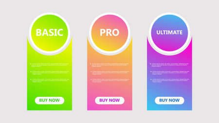 set of pricing table, order, box, button, list for webのイラスト素材