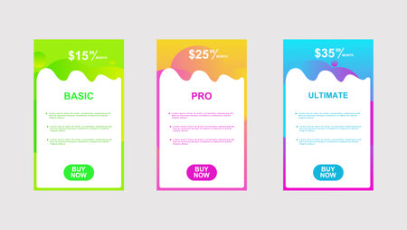 set of pricing table, order, box, button, list for webのイラスト素材