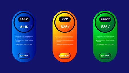 set of pricing table, order, box, button, list for webのイラスト素材