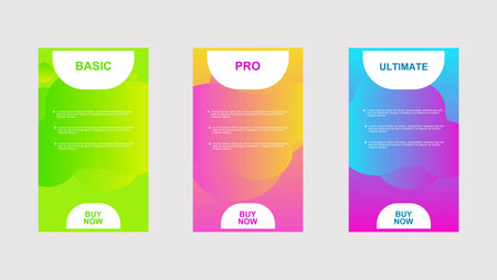 set of pricing table, order, box, button, list for webのイラスト素材