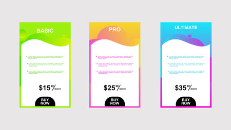 set of pricing table, order, box, button, list for webのイラスト素材