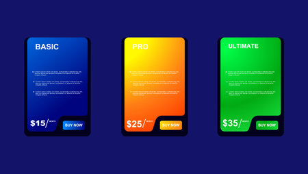 set of pricing table, order, box, button, list for webのイラスト素材
