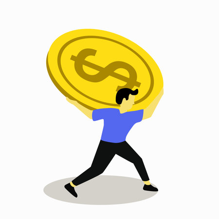 illustration of business man lifting moneyのイラスト素材