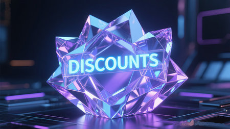 Boost your sales with this eye-catching crystal discount offer! Perfect for promotions, marketing, and attracting new customers.の素材