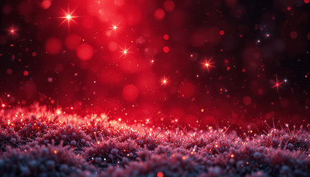 Festive red sparkles evoke holiday magic and celebration, perfect for backgrounds and vibrant designs.の素材