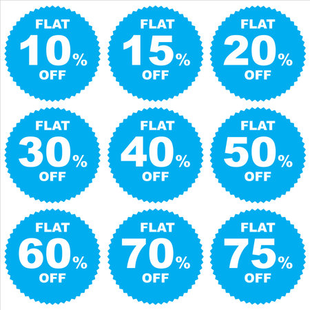 Sale sticker label set. Vector photo illustration. Blue and whiteの写真素材