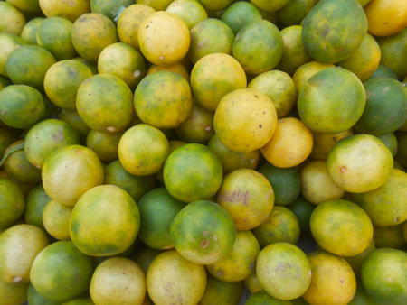 Limes in a market, closeup of photo with selective focusの写真素材