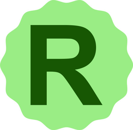 Stylish letter R design with a clean white background. Ideal for educational charts, typography artwork, kids learning visuals, posters, or modern graphic design projects.のイラスト素材