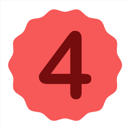 Clean and colorful vector graphic of number four suitable for education, counting visuals,...